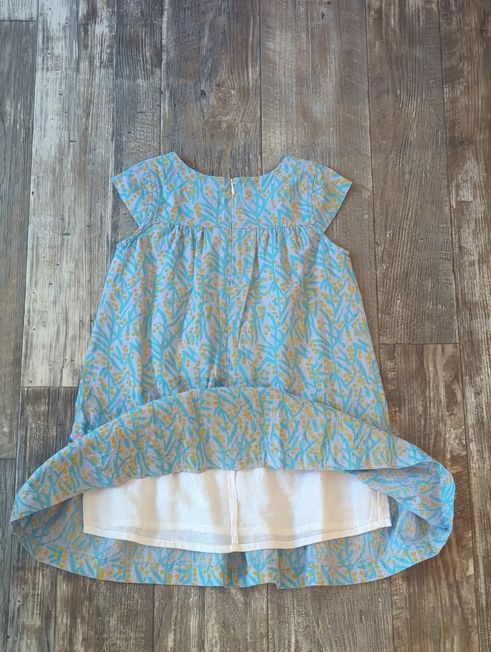ROLLER RABBIT girls 100% Cotton Blue/Turquoise/Yellow girls embroidered dress  6